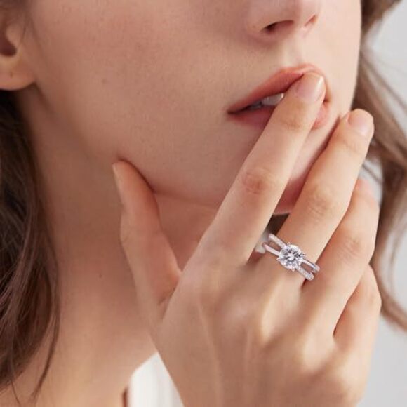 Moissanite Engagement Rings for Women,Moissanite Wedding Ring 2CT D Color VVS1 - Picture 5 of 6